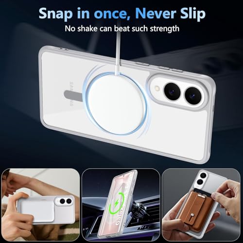 Image of DIZORO Compatible Samsung S25 5g Case,Compatible with MagSafe, Non Yellow Military-Grade Drop Protection & Hard PC Back Cover Slim Transparent Anti-Scratch Shockproof Phone Case -Titanium Grey