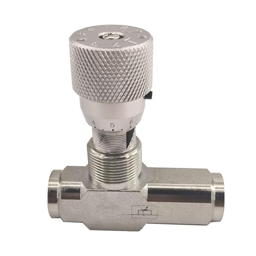 Image of 1 /2 inch NPT Straight Flow Control Needle Valve for Hydraulic System, Heavy-Duty Carbon Steel Pressure Connection Fittings with Adjustable Variable Knob