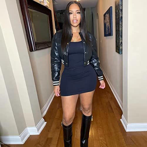 Mintsnow Womens Varsity Jacket Long Sleeve Button Down Bomber Jackets Casual Baseball Uniform Streetwear2