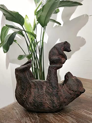 Kdsduoduo Rustic Black Bear Figurine,Bear Statue Perfect Cabin Gift And Home Decor Accent（7.7Inch,Black And Brown Carved Stripes） #TOP3
