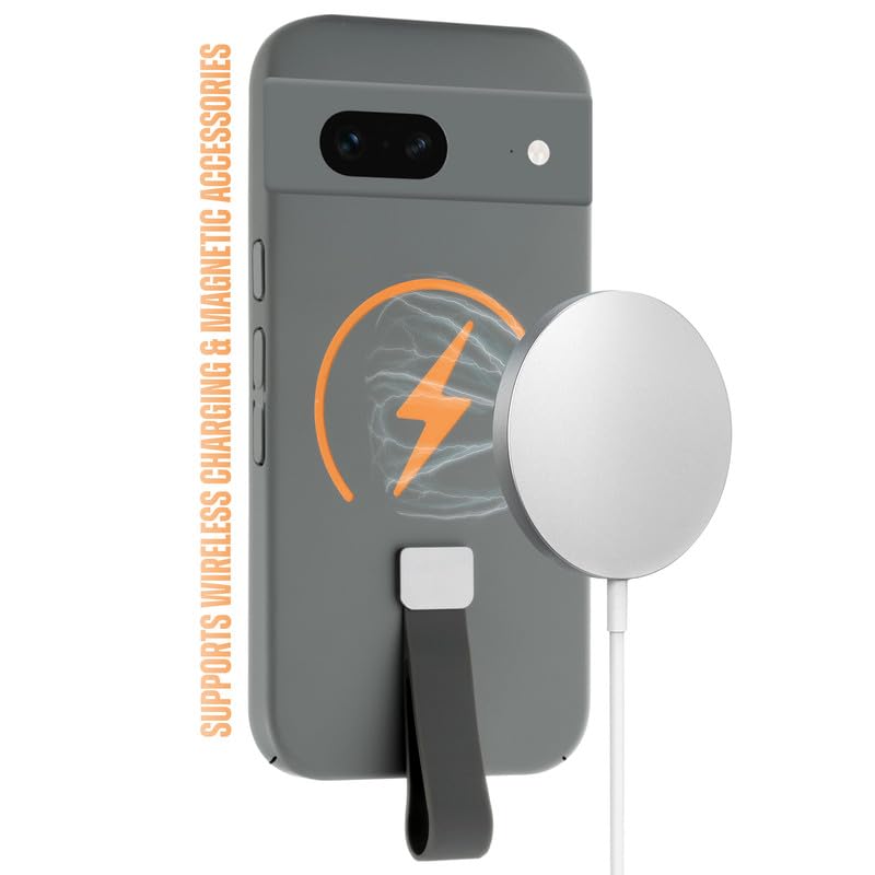 Image of Mr. Case Back Cover for Google Pixel 7 Compact and Stylish Silicon Finish Hard Back | Integrated Grip Strap | Wireless Charging Support - Grey
