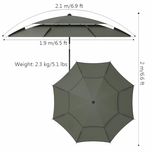 Sombrilla de playa inclinable con protección UV50+ toldo de 2 niveles resistente al viento 2