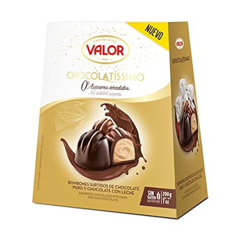 Valor Gold Assorted Sugar Free Chocolate Selection With No Added Sugar - Gluten Free Pralines Suitable For Celiacs And Diabetics - 200g Cover