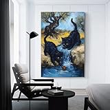 sinyumoney Black Cats And Apple by Waterfall Poster 