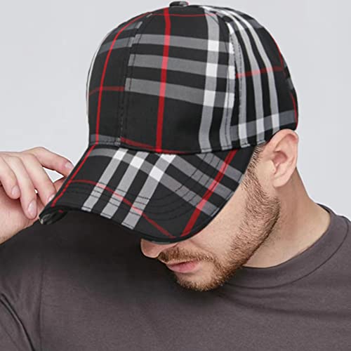Classic Plaid Baseball Cap Trucker Hat Snapback Caps Cool Fitted Dad Hats Sun Adjustable Summer Breathable Hat For Men Women Black #TOP6