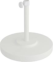 California Umbrella 50 lbs Round Concrete Weighted Steel Umbrella Base - Rust-Resistant, Stable Under-Table White Frame