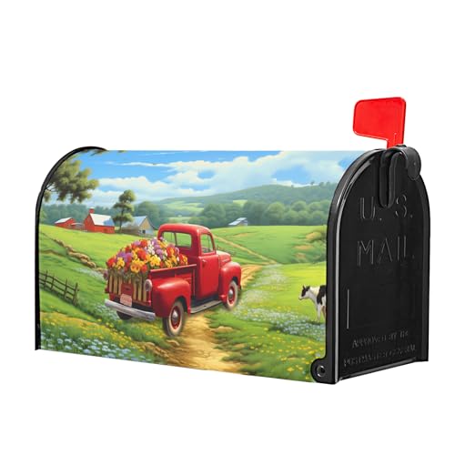 Image of Spring Summer Flowers Magnetic Mailbox Cover - Standard Size 21 X 25.5 Inch - Pick-up Truck Floral Wraps for Post Letter Box - Outdoor Garden Yard Home Outside Decoration