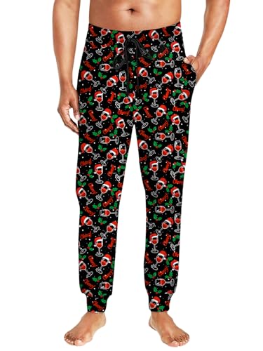 Deerose Christmas Pajama Pants for Men Santa Claus...