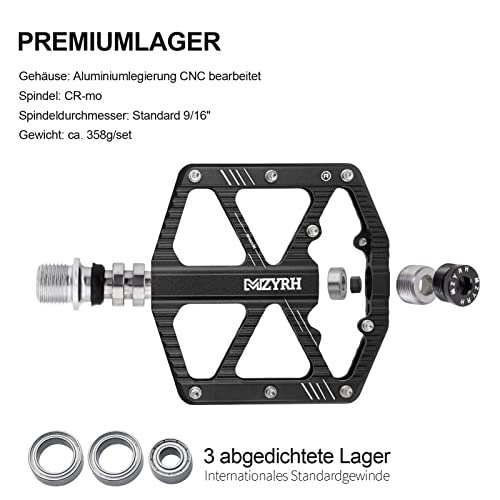 MZYRH Bicycle Pedals with Reflective Strips, Non-Slip MTB Pedals, CNC Aluminium Alloy Bicycle Pedals - Image 4