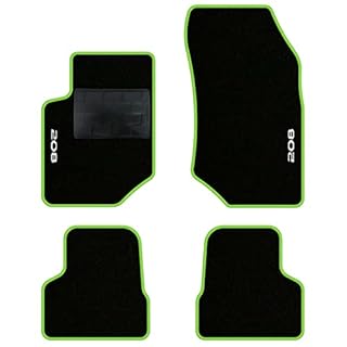 QUEMAR Tappetini Auto compatibili con Peugeot 208 II e-208 dal 2019/ Kit Tappeti Moquette e Gomma su Misura (Set 2 Anteriori + 2 Posteriori)/ Ricami e Colori Personalizzati (2 Ricami, Bordo V.Acido)