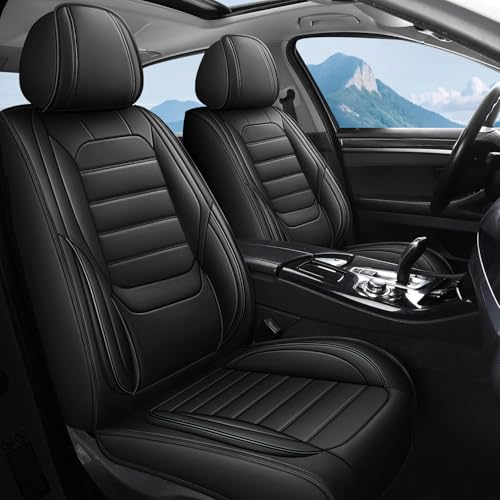 Uoheiikl Car Seat Covers for Suzuki Reno 2005 2006 2007 2008,5-Seat Waterproof Nappa Leather Car Seat Cover Protector Full Set,Anti-Slip Automotive Seat Covers Car Interior Cover Seat(Black)