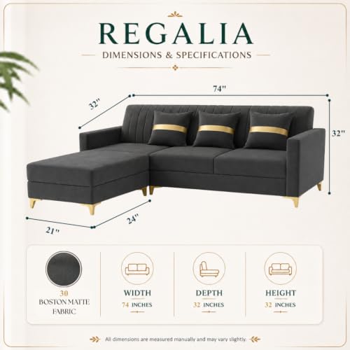 Image of CASASTYLE Signature Groovy 4-Seater L-Shape Sofa Set with Movable Ottoman | Flexible LHS /RHS Layout | Smooth Boston Fabric & Plush Cushions | 40D Foam + Zigzag Spring | 3-Yr Warranty (Dark Grey)