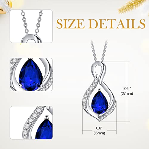 Aeneas Sapphire Necklace Sterling Silver September Birthstone Necklace Infinity Sapphire Pendant Jewelry Birthday Gifts For Women #TOP1