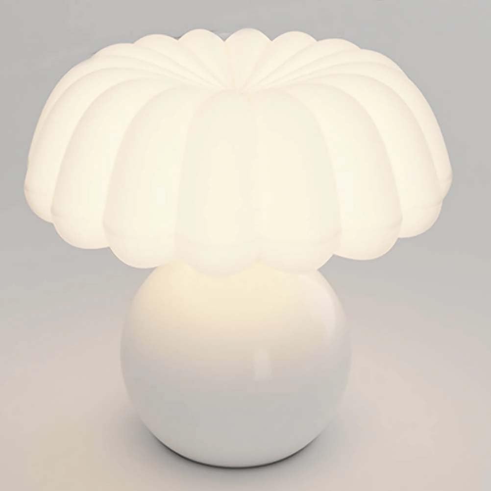 7W LED Tischleuchte mit Kabel Keramik Tischlampe Moderne Pilz Lampe Acryl Lampenschirm Weiß Deko Kleine Lampe Dimmbar Nachttischlampe 3000K/4000K/6000K für Schlafzimmer Wohnzimmer