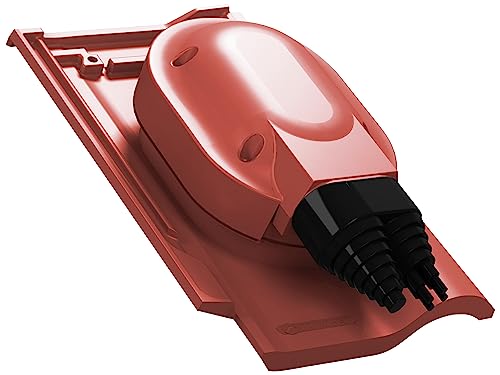 Preisvergleich Produktbild Wasserdichter Solardurchgang Photovoltaik-Dachdurchgang für Braas - Rubin 13V Dachziegel - Solar Dachdurchführung (RAL 3009 - Rot)