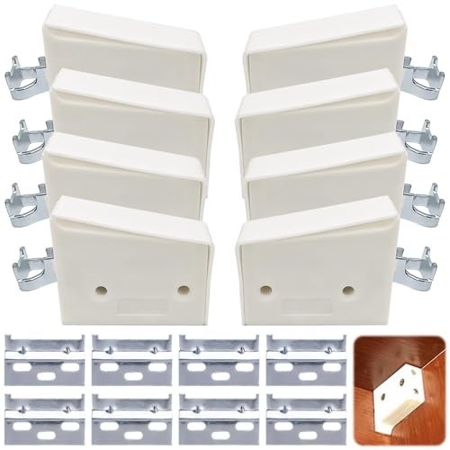 YOUNGSAY 8 Pièces Suspensions D'armoire Réglables en Métal - Charge Maximale 150 kg - Avec Rail de Support, Pour armoires Suspendues et Armoires (Blanc)