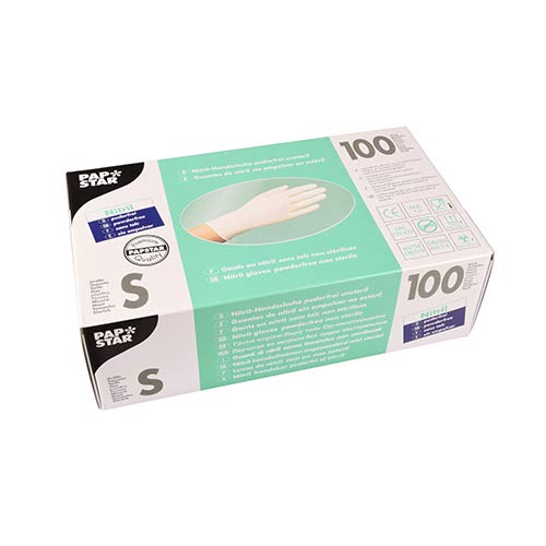 PAPSTAR 100 Handschuhe, Nitril puderfrei Weiss Größe S, Sie erhalten 100 Stück bei Günstiger Preis
