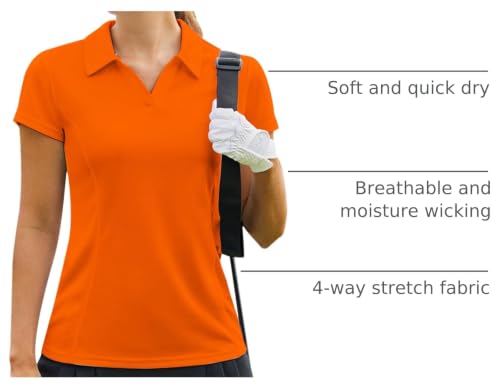 Image of PINSPARK Womens Golf Shirt Short Sleeve Polo V-Neck Quick Dry Tennis Tops | Moisture-wicking Breathable Fabric, Classic Collar, Slim Fit, Ideal for Golf Tennis Pickleball Casual