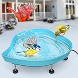 Heated Bird Baths for Outdoors for Winter - 60W Thermostatically Controlled Heated Bird Bath for Outside Winter, Large Capacity Heated Birdbath for Outdoors for Winter Garden Yard Lawn - Blue