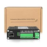 Lcantve Industrial Serial to Fiber Converter RS232 RS485 RS422 Optic Modem, Bidirectional SFP Slot Serial Over Fiber Converter, Up to 80KM, DC12~48V Power Input, -25°C ~ 75°C Operating Temperature