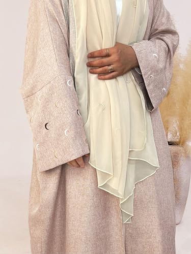Image of Women's Batwing Sleeve Open Front Kimono Abaya Embroidery Moroccan Kaftan Cardigan