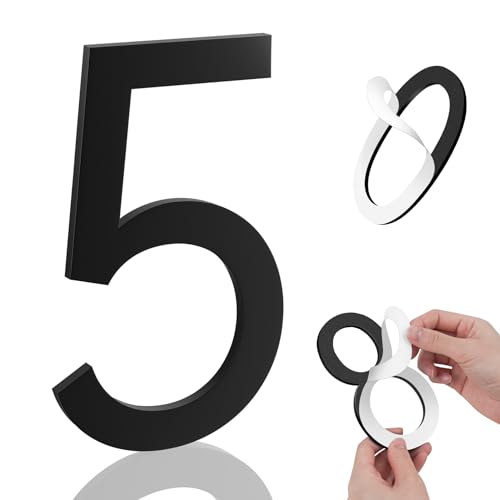 Image of 5 Inch House Numbers, Self-adhesive for Outside Mailbox House Number (5)