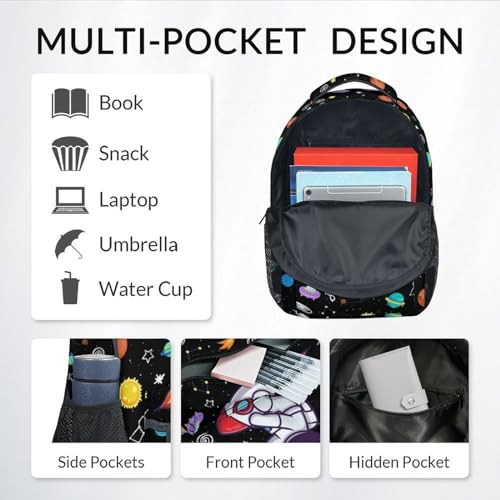 Kids Backpack Boys, 17 Inch Universe Backpacks for Kids, Bookbag for Elementary Middle School, Large Capacity Cute School Bag Features Adjustable Straps3