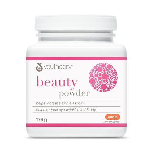 Youtheory Beauty Powder Citrus Flavour 176 g, with Hydrolyzed Collagen, Biotin, Vitamin C, and Hyaluronic Acid. Helps Reduce Fine Lines and Eye Wrinkles in 28 Days