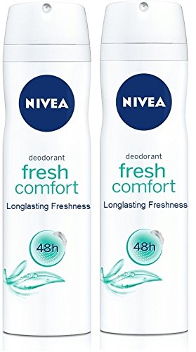 Image of Nivea Unisex Fresh Comfort Long Lasting Freshness 48H Deodorant Spray 150 Ml ( Pack Of 2 ) With Free Ayur Soap