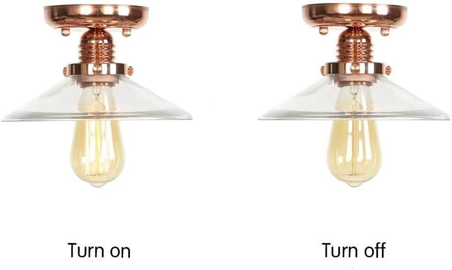 Rose Gold Metal Iron Transparent Glass Vintage Ceiling Light Fixtures Loft E27 Edison Industrial Single Head Ceiling Lamp Hallway Antique Lamps Home Lighting
