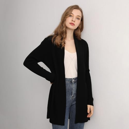 Image of GreenMount Cashmere Women's Front Fashion Cardigan for Annual Lightweight Mid-Length Cashmere Coat