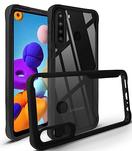 Image of Jkobi Back Cover Case for Samsung Galaxy A21 (Shockproof with Polycarbonate Clear Panel | Professional Black)