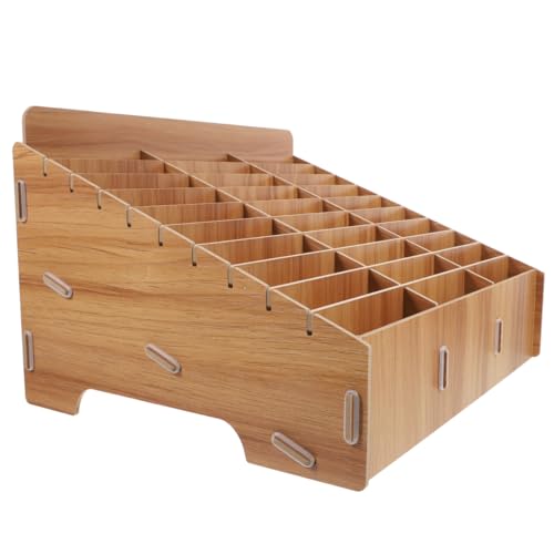 1 Mobile Phone Storage Box Wooden Business Card Holder Wooden Lock Box Remote Control Holder Desktop Storage Box Multi-Grid Phone Box for Classroom Supplies Paper Clip - Image 4