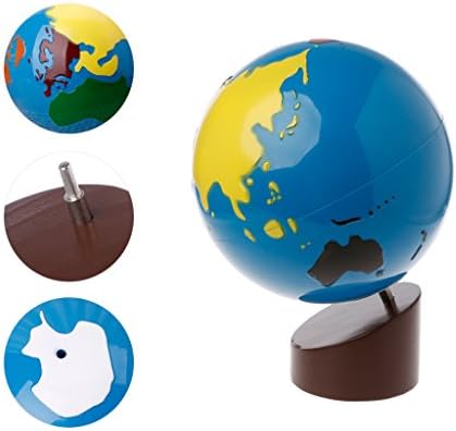 Cicitop World Part Globe Montessori Materials Geography Education Puzzle Map of The World, Montessori Toy Globes of The World with Stand for Toddlers Kids Child