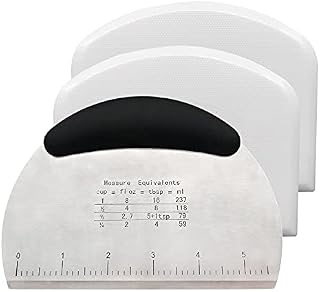 Dough Scraper, 3 Pcs Pastry Pizza Cutter Chopper with Handle and Measuring Scale, Stainless Steel
