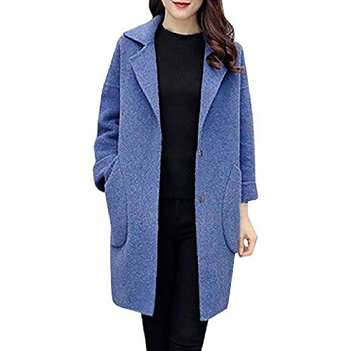 Preisvergleich Produktbild Damenmantel, lässig, Reverskragen, Wolle, weiblicher Mantel, warme Tasche, solide Übergröße, lang Gr. Medium, BU