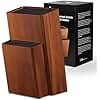 ENOKING Wooden Universal Knife Block, Knife Block Without Knives, Acacia Wood Knife Holder Storage Stand with Removable Plastic Bristles for Kitchen Counter Knife Storage Rack（2-Tier）