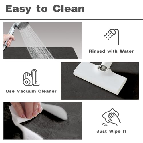 Bath Mat, Bathroom Rugs Non Slip Washable Thin Absorbent Quick Dry Bath Mat Fits Under Door Bathroom Floor Mat Perfect for Bath, Shower, or Sink 36"x60" Black