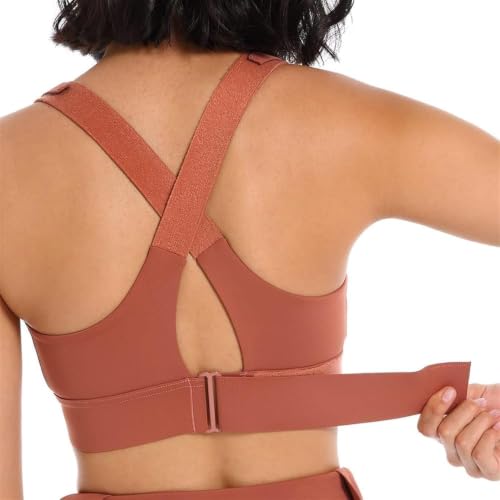 Image of Women's High Impact Sports Bra with Zip Front High Support Wireless Adjustable Plus Size for Large Breasts