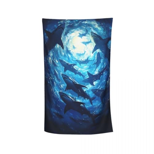 Begarm Shark Beach Towel Blue Ocean Animal Quick Dry Oversized Lightweight Sand Free Towels 31x51Inch for Holiday Seaside Pools Swimming Picnic Women Men (Blue Ocean Animal Sharks)