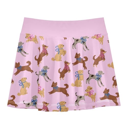 Girls Skorts High Waist Athletic Skirts with Shorts Dogs Stretchy Teens Performance Tennis