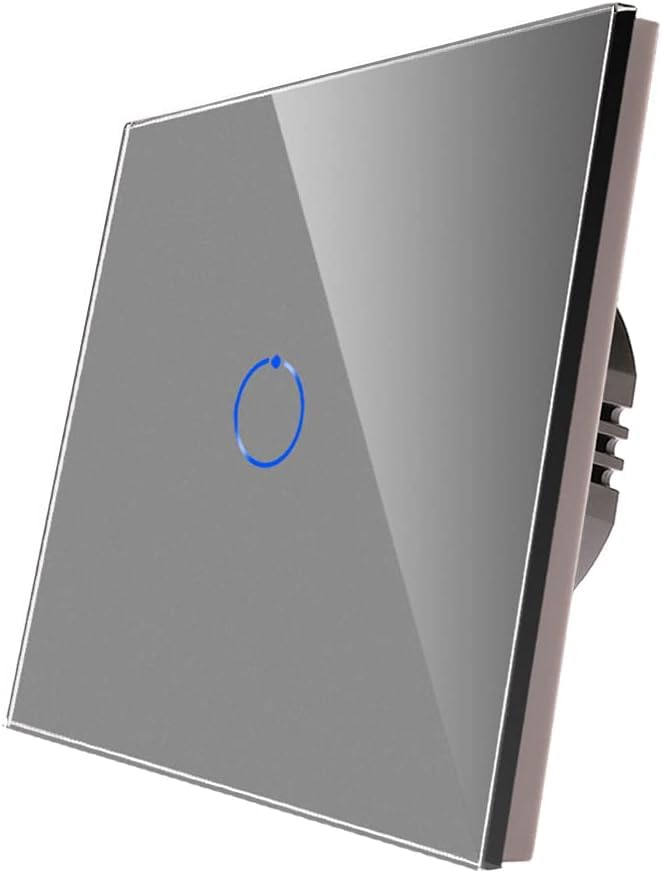 Image of QNQ SMART WiFi TOUCH SWITCH 1 GANG (20 amps) 4000 WATTS /SWITCH GLASS :SUITABLE FOR A /C. WATER HEATER. Home Automation. fits in 2 module concealed board (GREY)