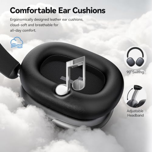 Image of Eduiosma Bluetooth Headphones Wireless Over Ear 80H Playtime (Black)
