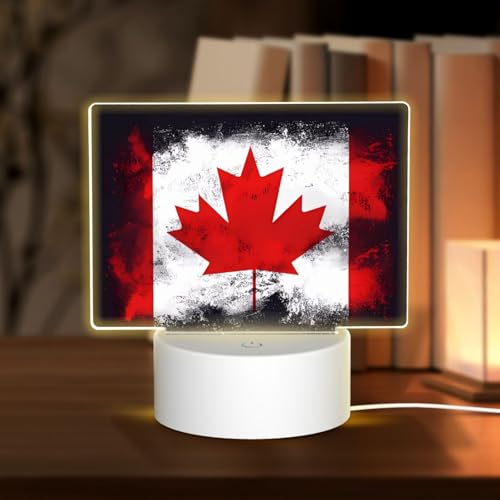 Phayah Bandiera Canadese Modello 3D Led Lampada Luce Cavo USB Regolabile 3 Modalità Base Show Stand per Sala di Natale Ristorante Bar Negozio