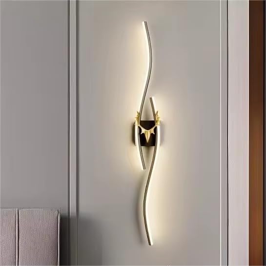 Slim Curved LED Wall Light for Bedroom, Hallway & Living Room | 3-Color Ambient Lighting, Modern Metal Wall Lamp for Luxury Home Interior, Villa, Café & Studio Wall Décor (Indoor Use)-image-35