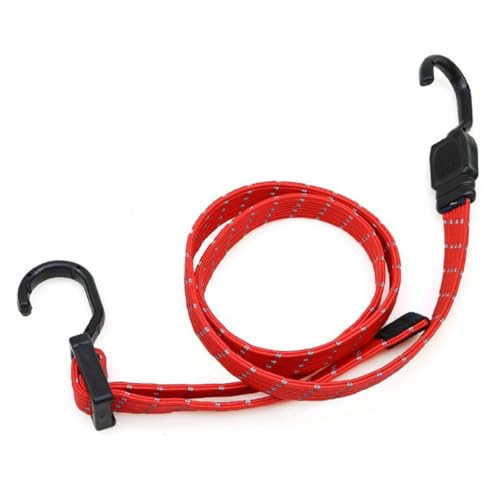 Wambere 2 unidades de cuerda plana reflectante ajustable con gancho, cuerda de goma universal tensor de equipaje cuerda elástica para moto, bicicleta, carretilla de techo, camping, rojo, 60 cm