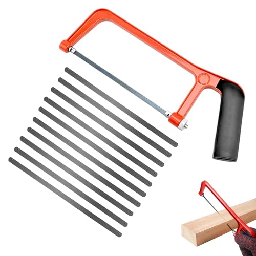11 Pcs Hack Saw Adjustable Angle Hand Saw with 10 Exchangeable Blades for Wood Heavy Duty Mini Hacksaw Junior Hacksaw for Cutting Plastic PVC Pipe Tile Metal