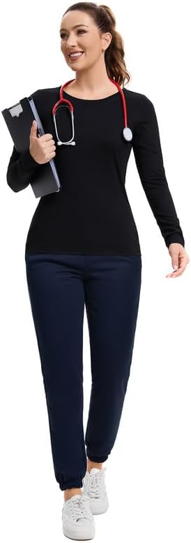 Kitmaz Underscrub Shirt Long Sleeve Women - Undershirts Comfort Crew Neck Tee with Soft & Breathable Fabric-2 Pack - Image 5