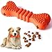 Nobleza Giocattolo per Cani con Funzione di Toelettatura Dentale, Cuccioli Giocattolo da Masticare Interattivo, Distributore di Snack, Gomma Naturale Osso per Cane Animale Domestico 15x5.4x3.3cm