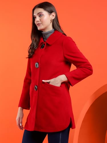 Image of KOTTY Womens Cotton Blend Standard Length Elegant Style Coat - Classic Style with Modern Detailing